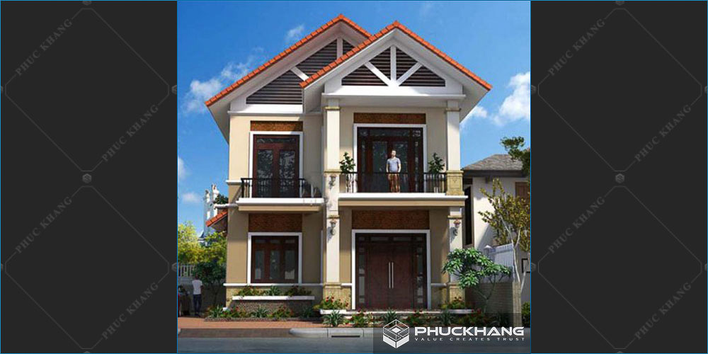 mẫu nhà mái thái 2 tầng mặt tiền 5m