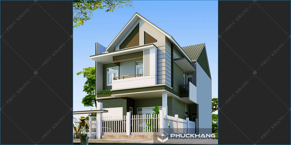 mẫu nhà mái thái 2 tầng mặt tiền 5m