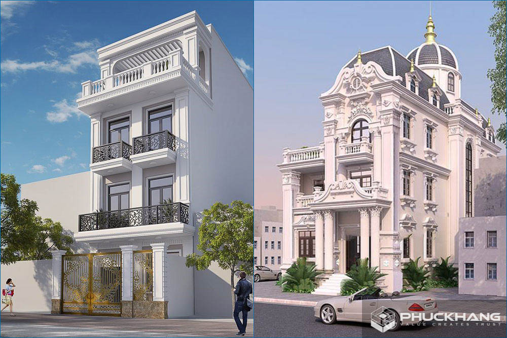 mẫu nhà phố tân cổ điển 3 tầng đẹp