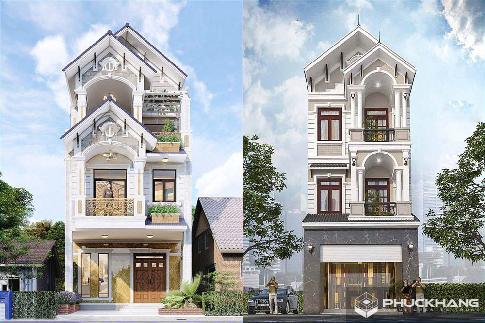 mẫu nhà phố tân cổ điển 3 tầng đẹp