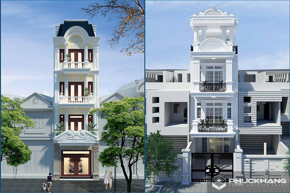 mẫu nhà phố tân cổ điển 4 tầng đẹp