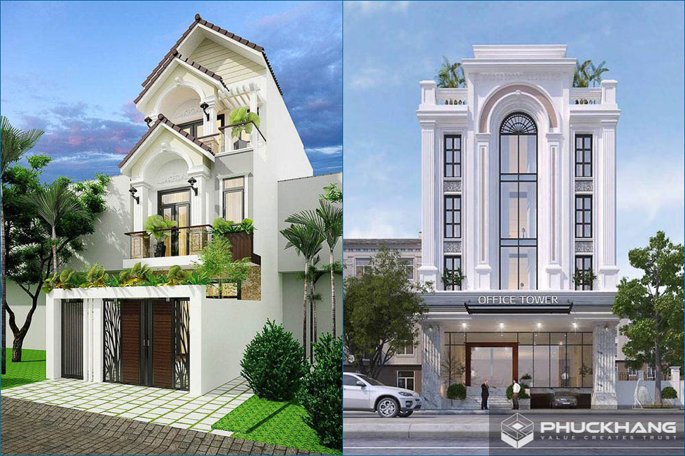 mẫu nhà phố tân cổ điển 4 tầng đẹp