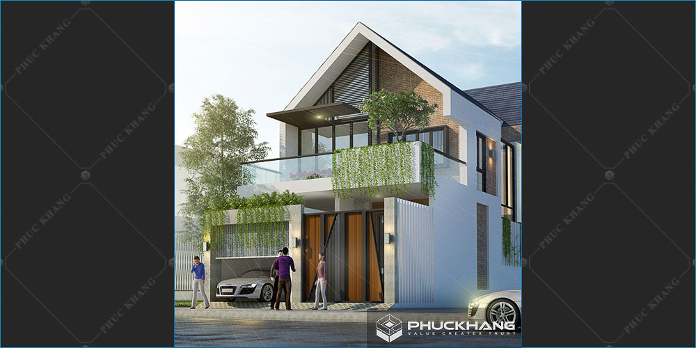 mẫu nhà vuông 2 tầng 80 m2 hiện đại