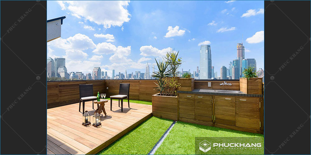 mẫu thiết kế sân thượng biệt thự