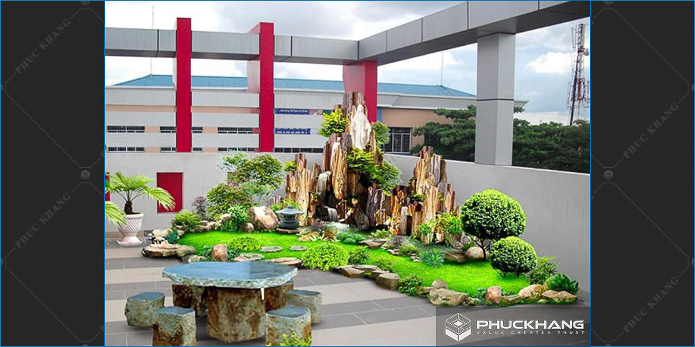 mẫu thiết kế sân thượng biệt thự