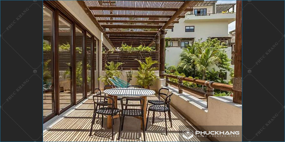 mẫu thiết kế sân thượng biệt thự