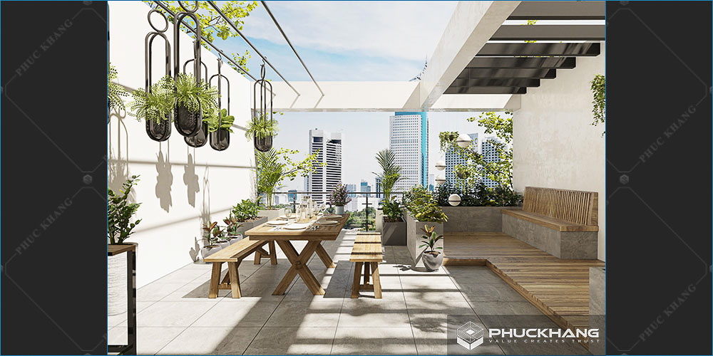 mẫu thiết kế sân thượng biệt thự