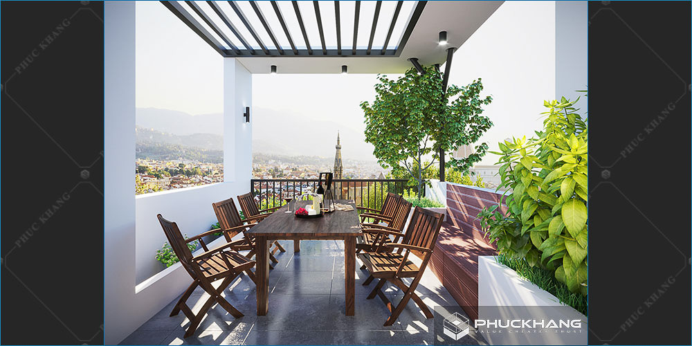 mẫu thiết kế sân thượng nhà phố