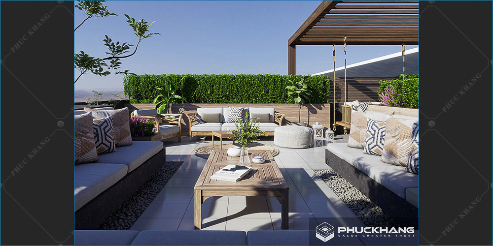 mẫu thiết kế sân thượng nhà phố
