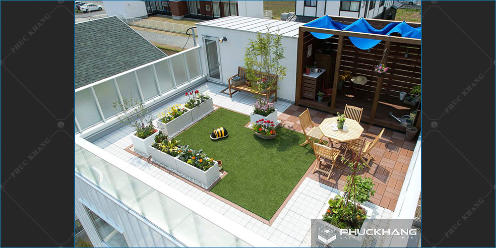 mẫu thiết kế sân thượng nhà phố