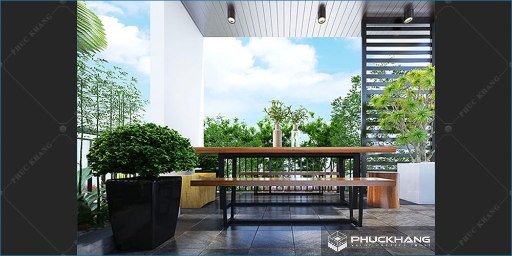 mẫu thiết kế sân thượng nhà phố