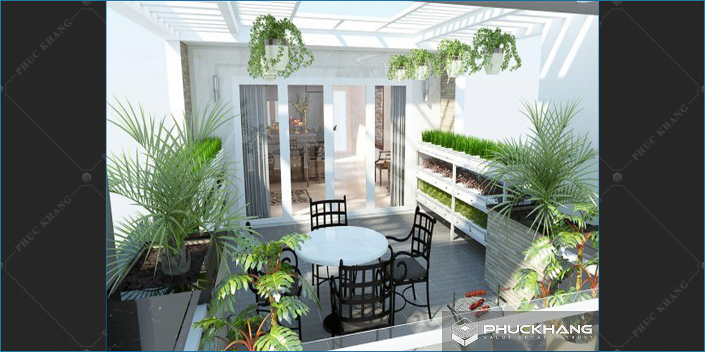 mẫu thiết kế sân thượng nhà phố
