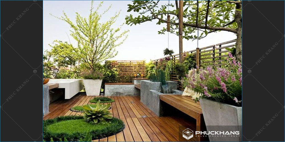 mẫu thiết kế sân thượng nhà phố