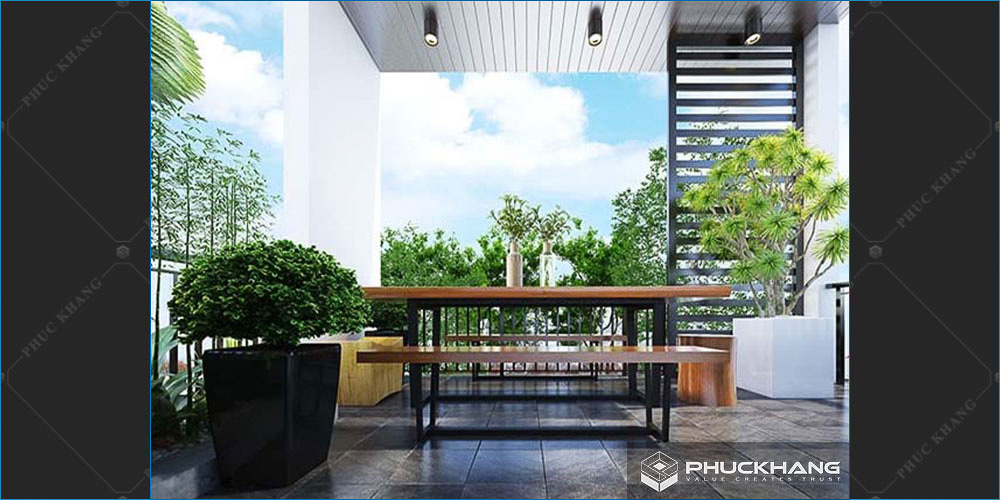 mẫu thiết kế sân thượng nhà phố
