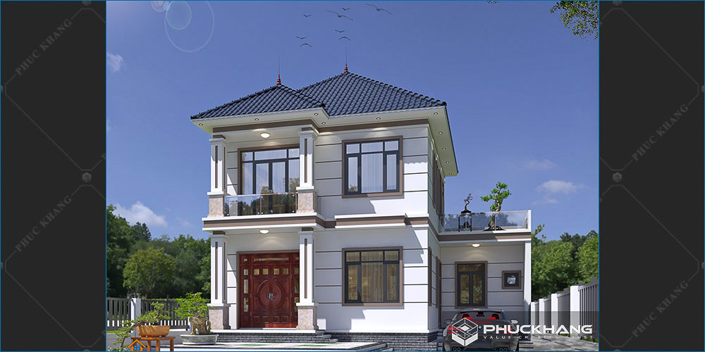 nhà mái thái 2 tầng mặt tiền 5m