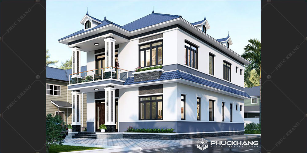 nhà mái thái 2 tầng mặt tiền 8m