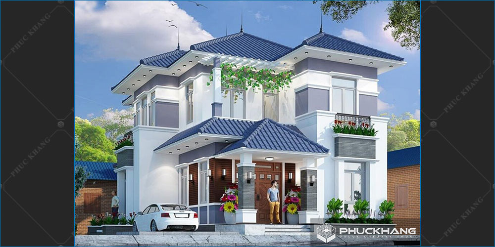 nhà mái thái 2 tầng mặt tiền 8m