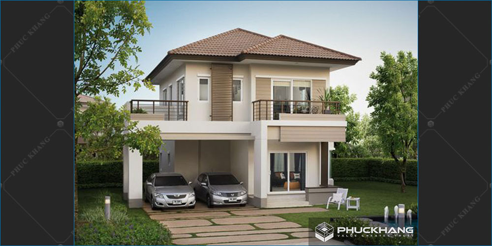 nhà mái thái 2 tầng mặt tiền 8m