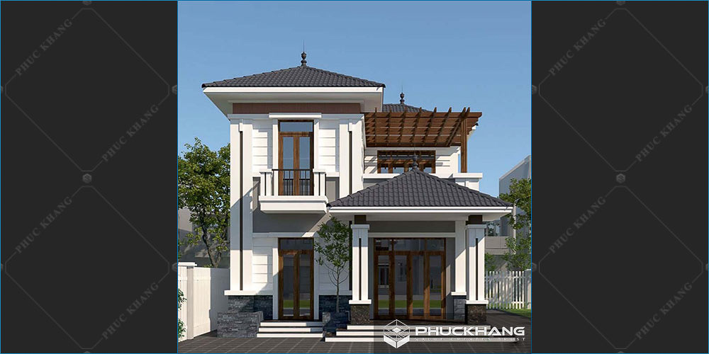 nhà mái thái chữ l 2 tầng