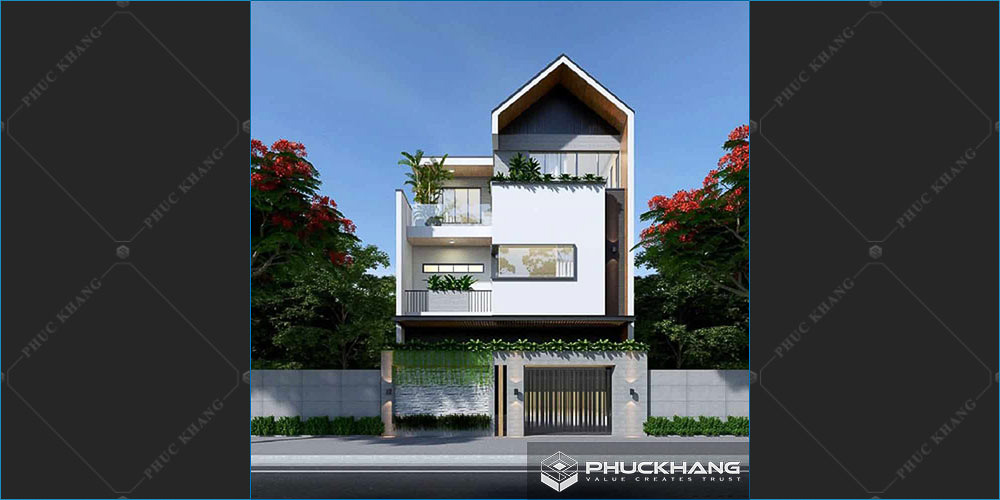Mẫu nhà phố tân cổ điển 2 tầng 1 tum