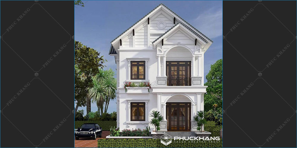 Mẫu nhà phố tân cổ điển 2 tầng 1 tum
