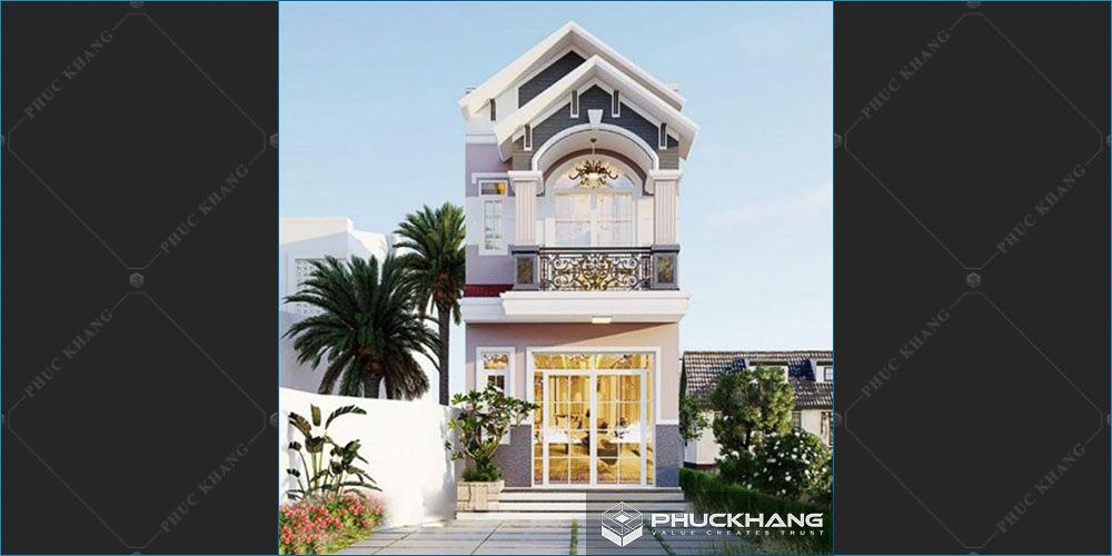 Mẫu nhà phố tân cổ điển 2 tầng 1 tum