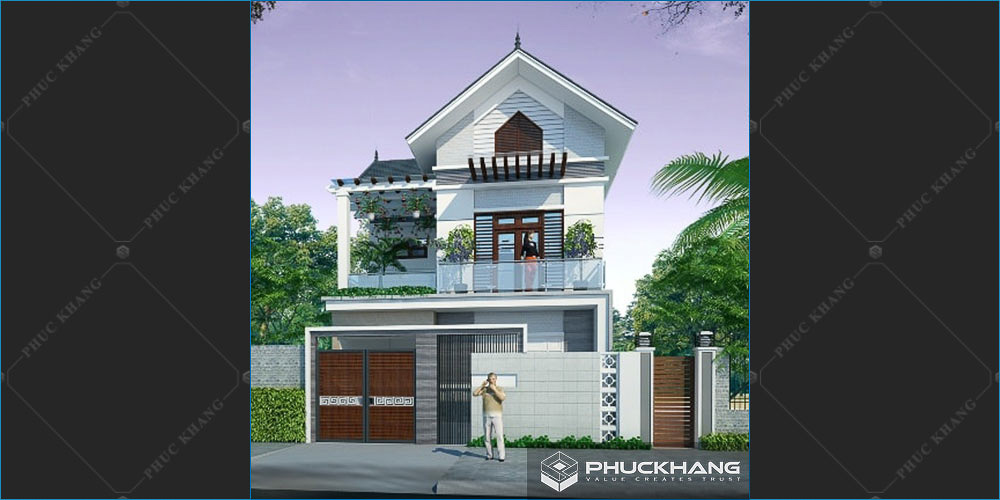 Mẫu nhà phố tân cổ điển 2 tầng 1 tum