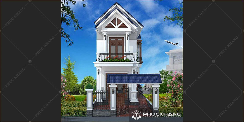 Mẫu nhà phố tân cổ điển 2 tầng 1 tum