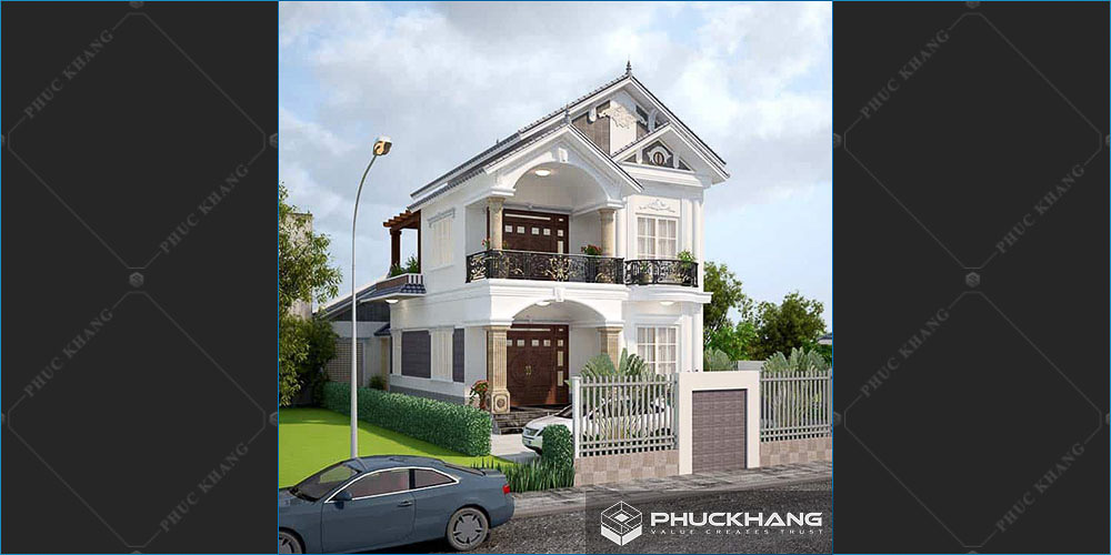 Mẫu nhà phố tân cổ điển 2 tầng 1 tum