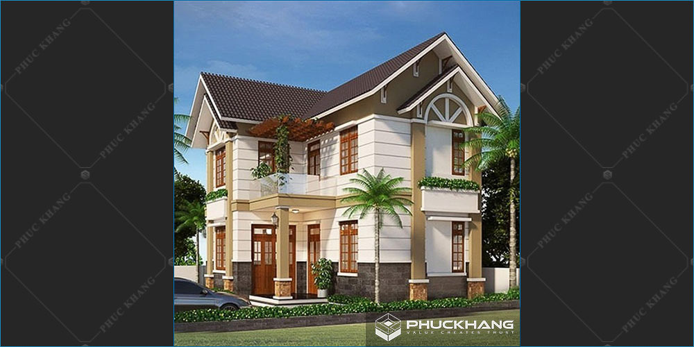 Mẫu nhà phố tân cổ điển 2 tầng 1 tum