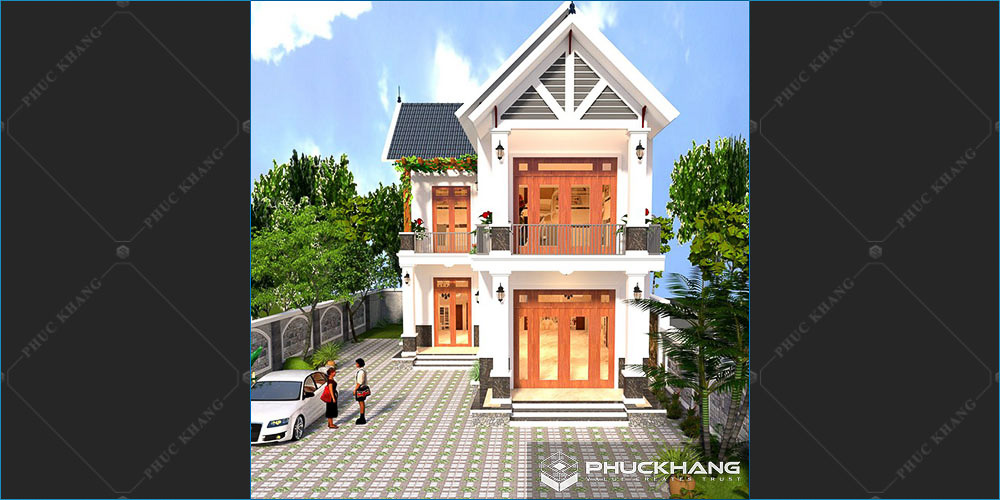 Mẫu nhà 2 tầng tân cổ điển chữ L