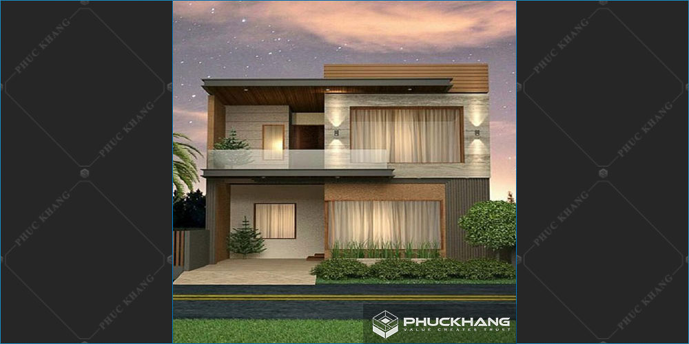 nhà phố tân cổ điển 2 tầng mái bằng