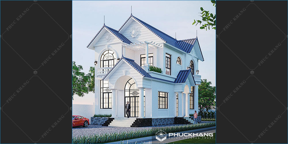 Mẫu nhà 2 tầng tân cổ điển mái thái