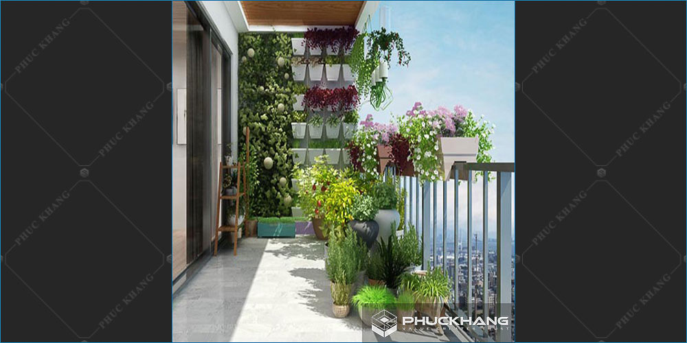 tiểu cảnh ban công không gian rộng