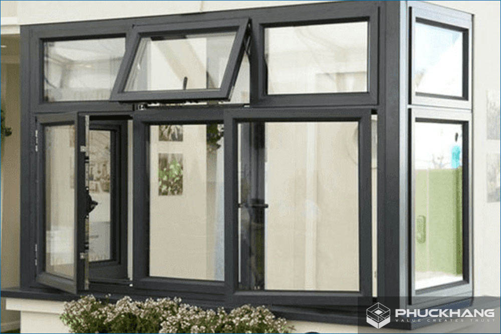 Mẫu cửa sổ nhôm kính ôm góc