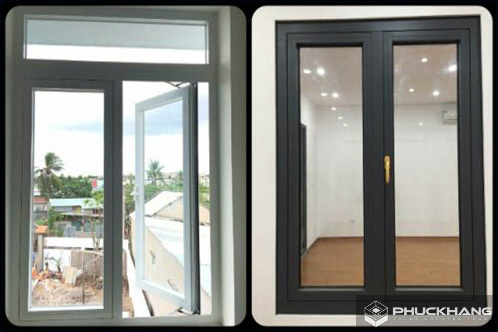 Mẫu cửa sổ nhôm kính 2 cánh mở quay